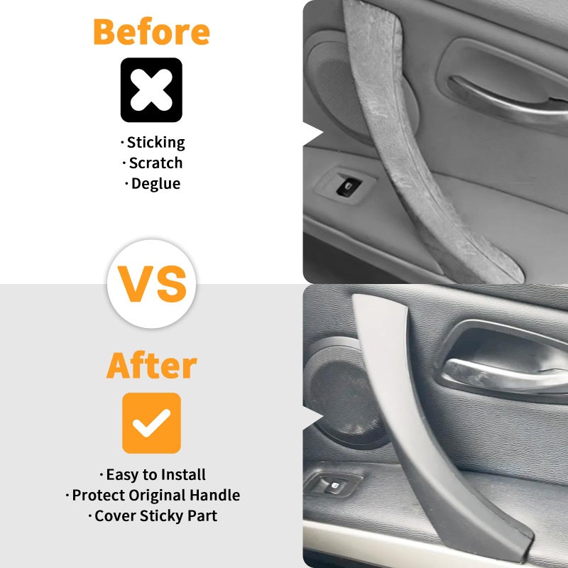 BJchiwu 6PCS/Set Interior Inner Inside Door Pull Sticky Handle Cover for BMW 3 Series E90/E91/E92/E93 320 325 328 335 330 M3 (2004-2011) Left and Right Passenger Side (Black) - Image 2